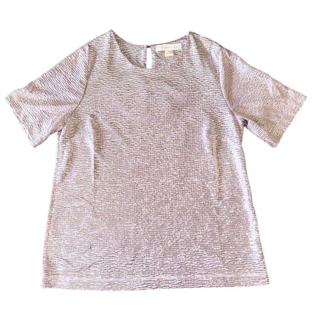 Pink Sparkly Sequin Short Sleeve Blouse